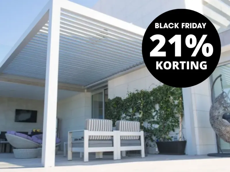 Zon en Scherm Wetar lamellen overkapping (gevelmontage)