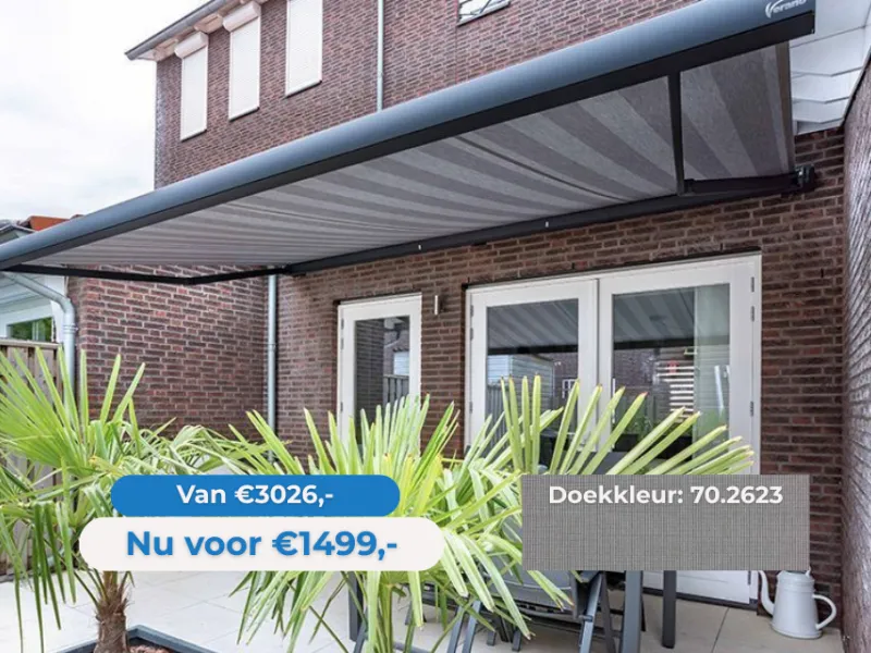 Verano Ipanema V280 zonnescherm 5,5 x 3 meter + Somfy Sunea IO motor outlet